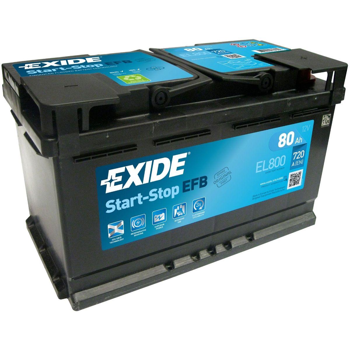 Акумулятор EXIDE START-STOP EFB 80Ah Ев (-/+) (800EN)